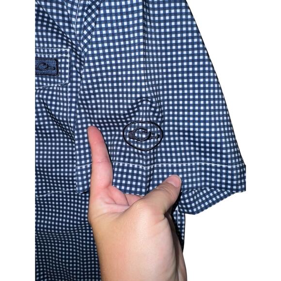 Drake Men’s Large Blue Check Short Sleeve Button Up Fishing Shirt Vented Outdoor - Picture 4 of 14